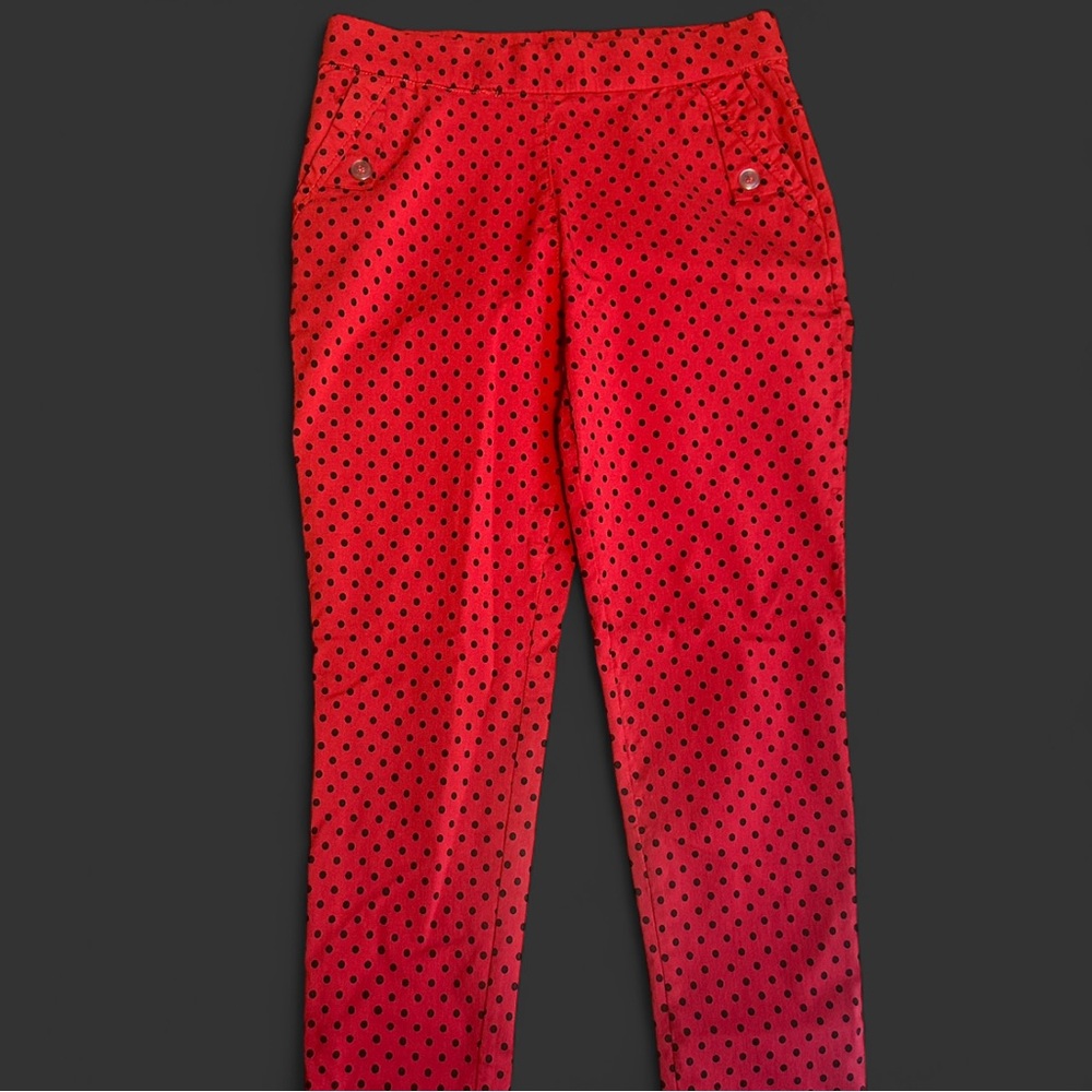No Limits Red and Black Polka Dot Stretch Pull On Straight Skinny Leg Pant